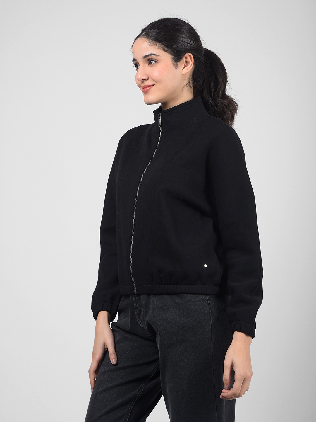 Numero Uno Women Black Mock Neck Sweatshirts